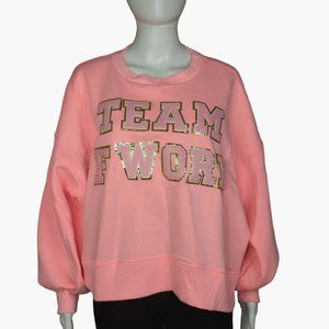 Judith March Womens Sweatshirt Pink TEAM FWORD Pullover Over Size XL